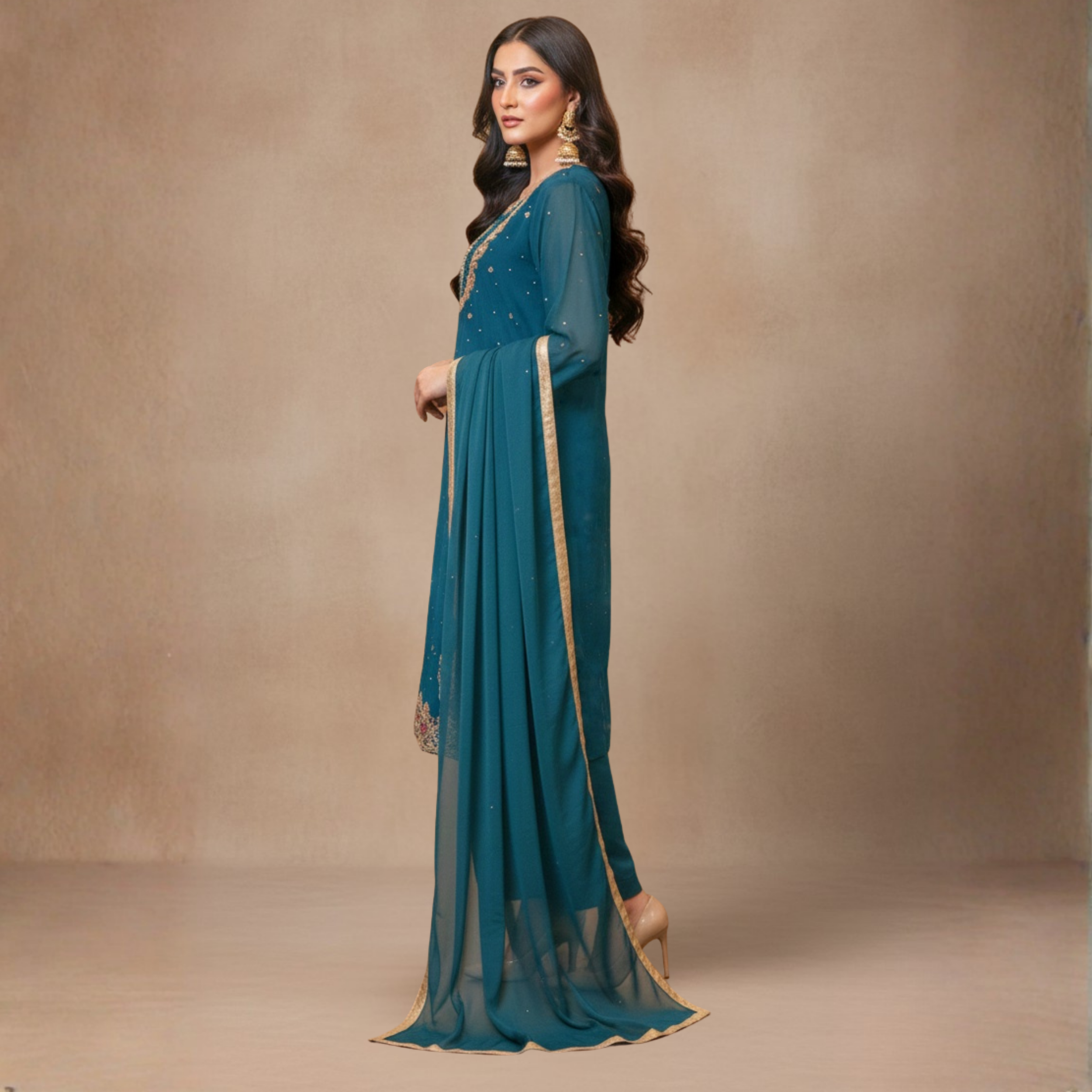 R-08 Luxury 3 Pc Embroidered Chiffon Dress by Eastern Rivaaj