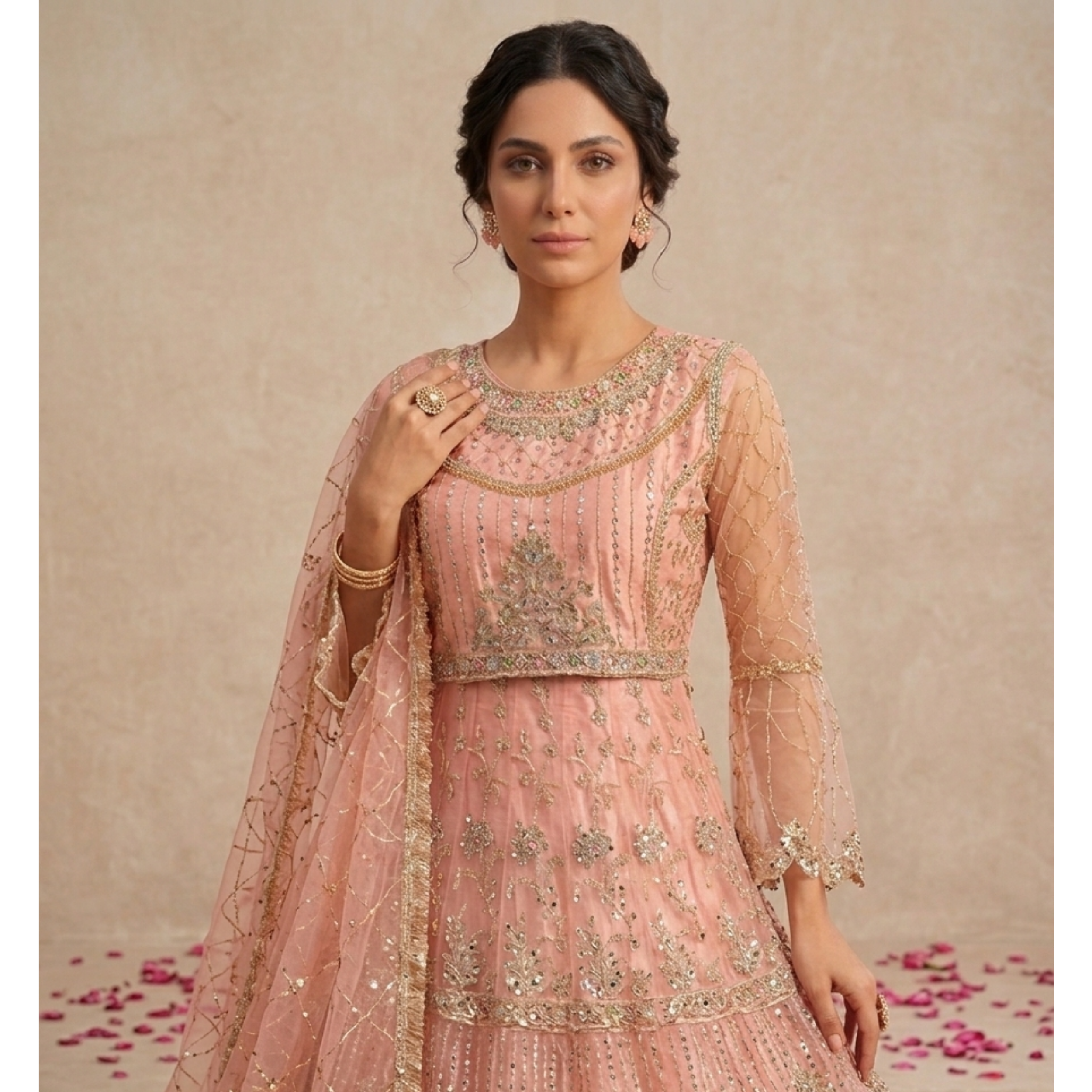 R-19 Luxury 3 Pc Embroidered Net Maxi Festive & Wedding by Rivaaj