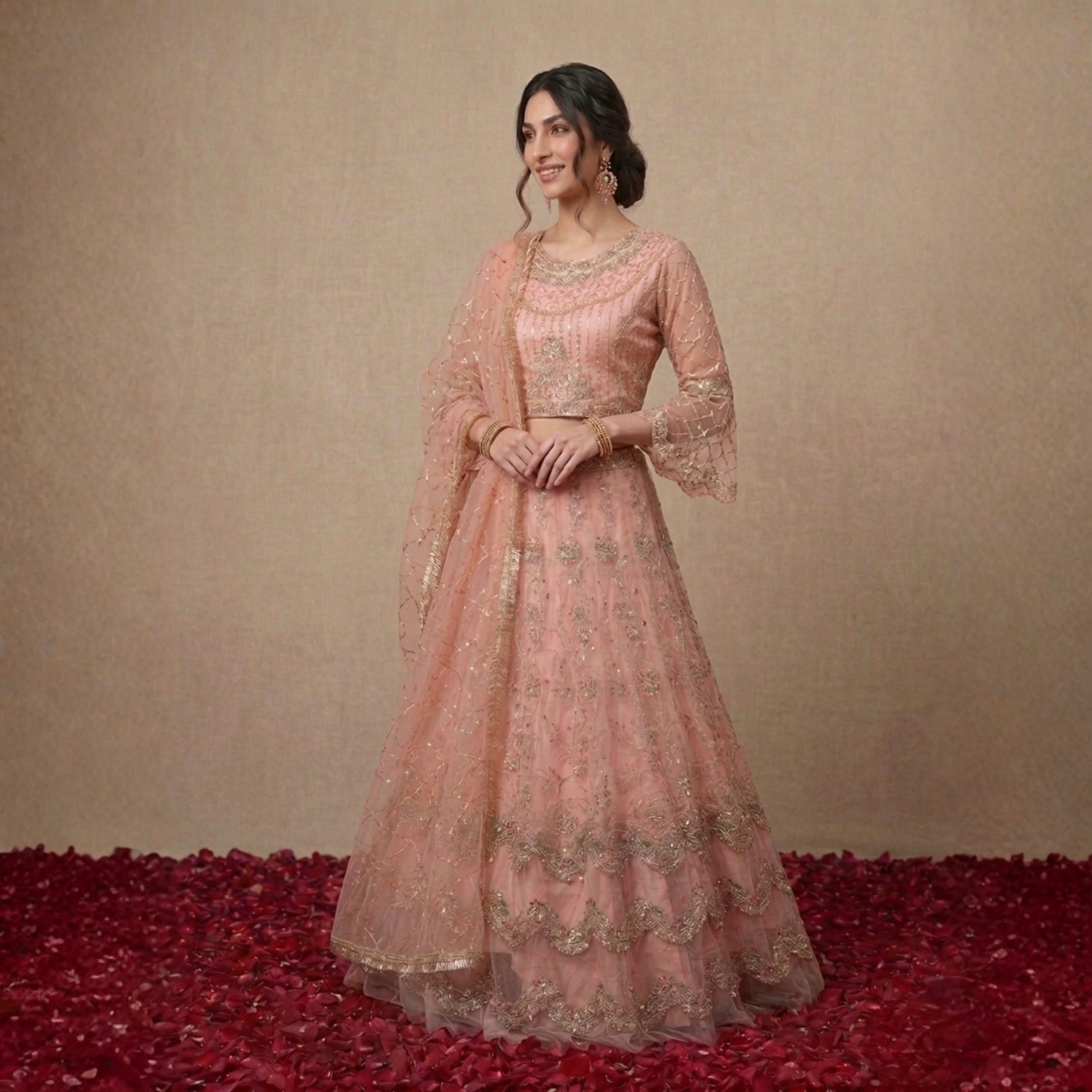 R-19 Luxury 3 Pc Embroidered Net Maxi Festive & Wedding by Rivaaj