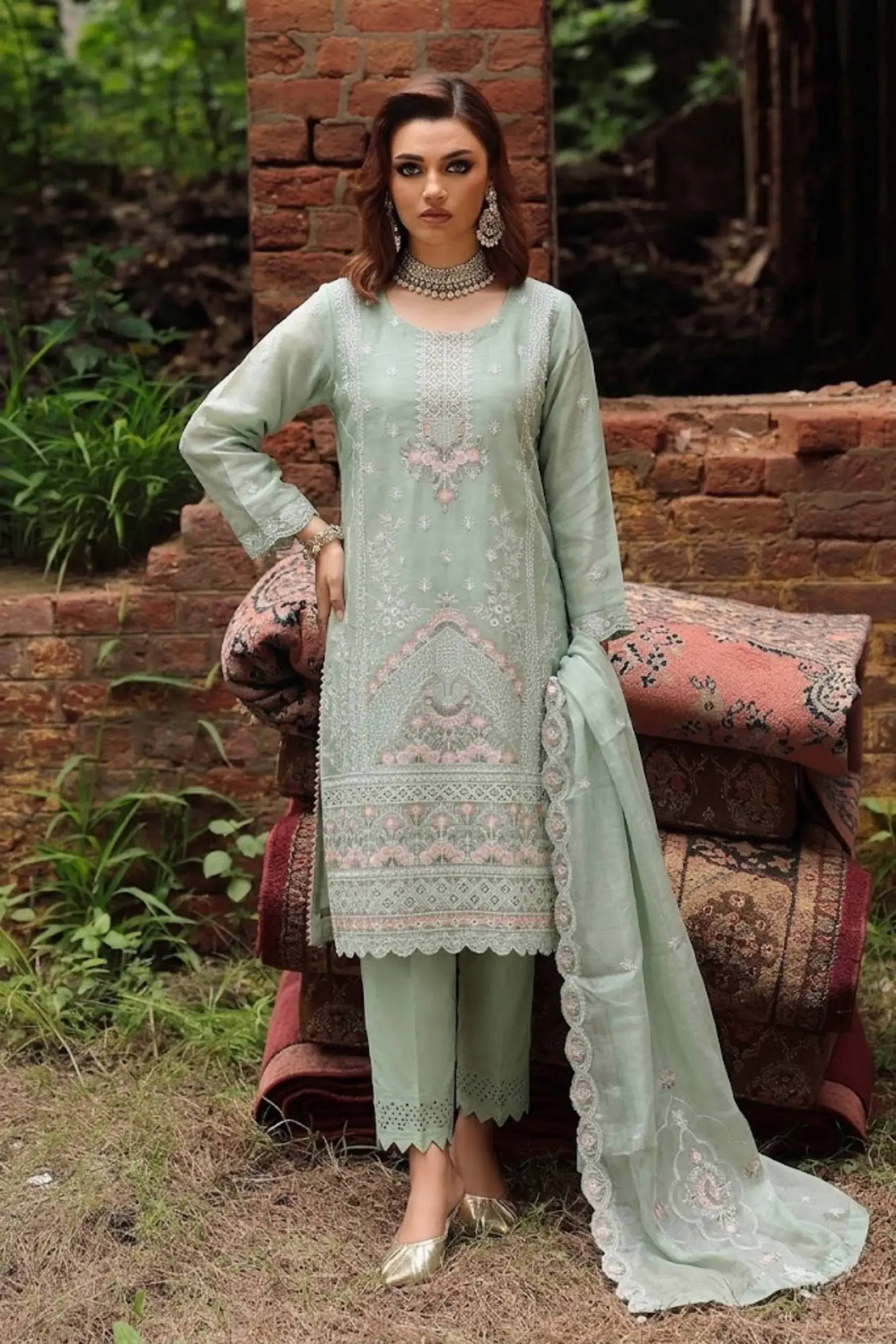 R-54 Luxury 3 Pc Embroidered Chiffon Dress Festive & Wedding by Rivaaj
