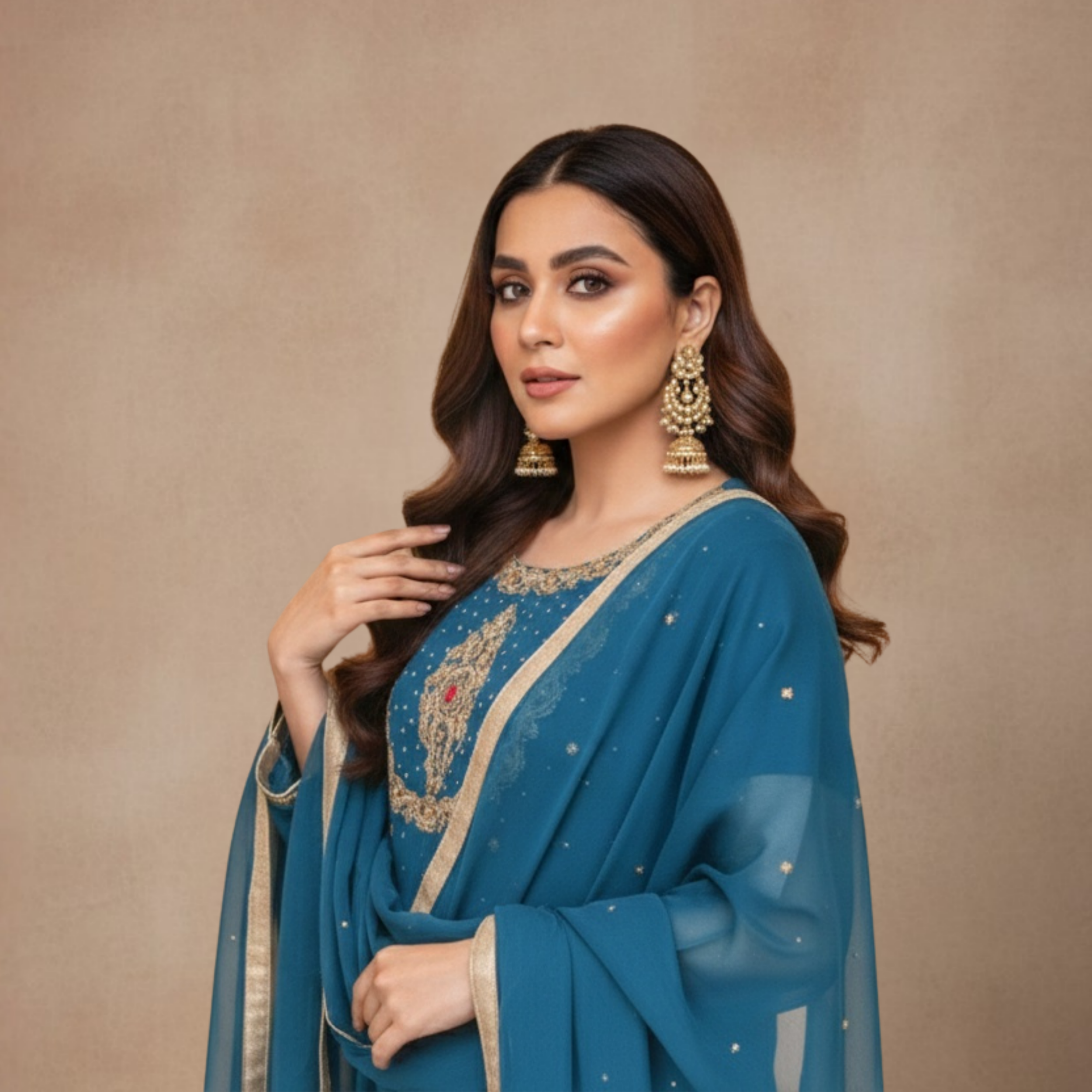 R-08 Luxury 3 Pc Embroidered Chiffon Dress by Eastern Rivaaj