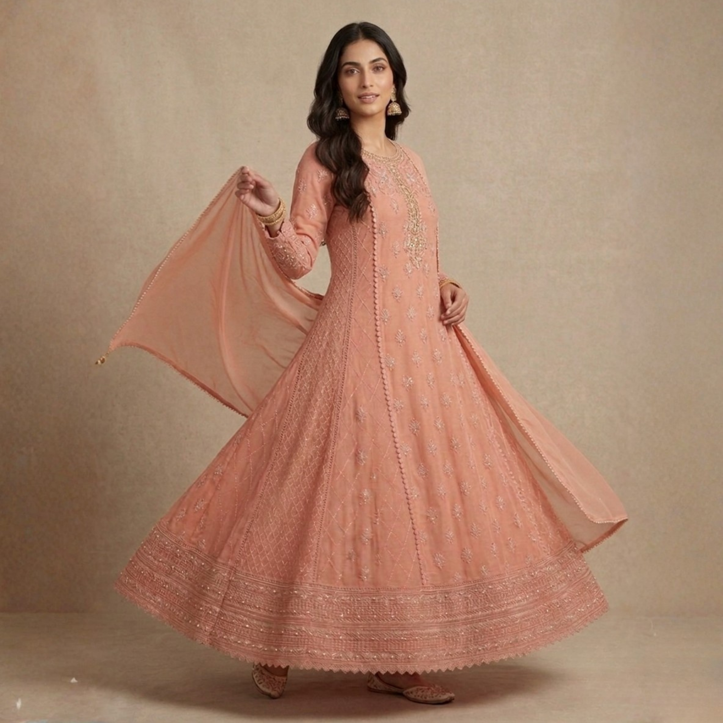 R-25 Luxury 3 Pc Embroidered Chiffon Frock Festive & Wedding by Rivaaj