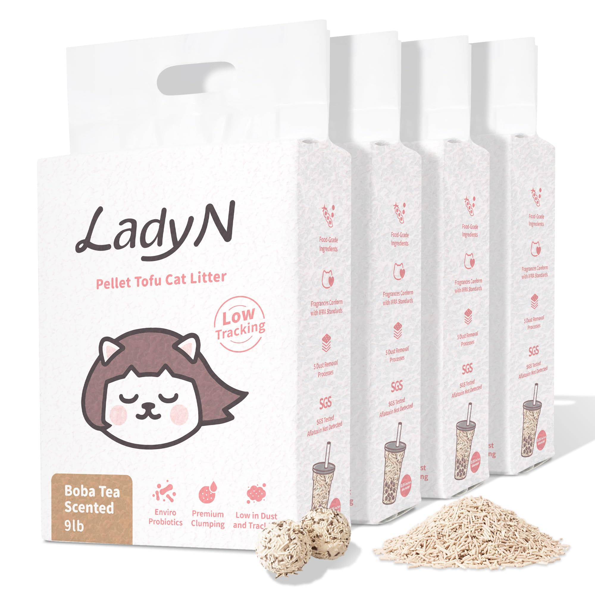 Lady N Pellet Tofu Cat Litter Strong Clumping Ultra Absorbent Natural Litter Dus