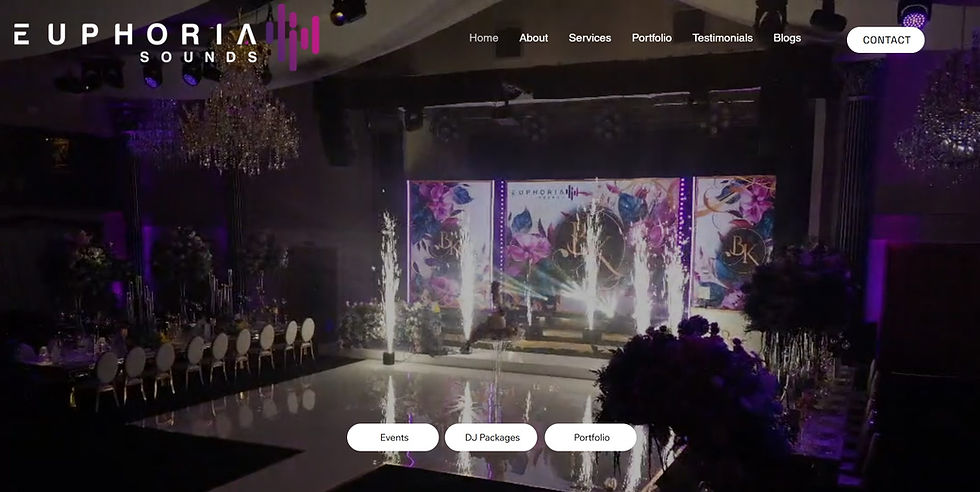 Euphoria Sounds event management website design by Three Sixty Plus for a UK-based music and entertainment client.