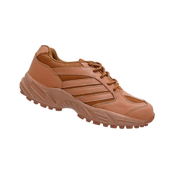 Brown sports shoes product photography, angle 2