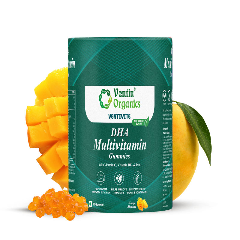 Ventin DHA Multivitamin Gummies bottle, mango flavored