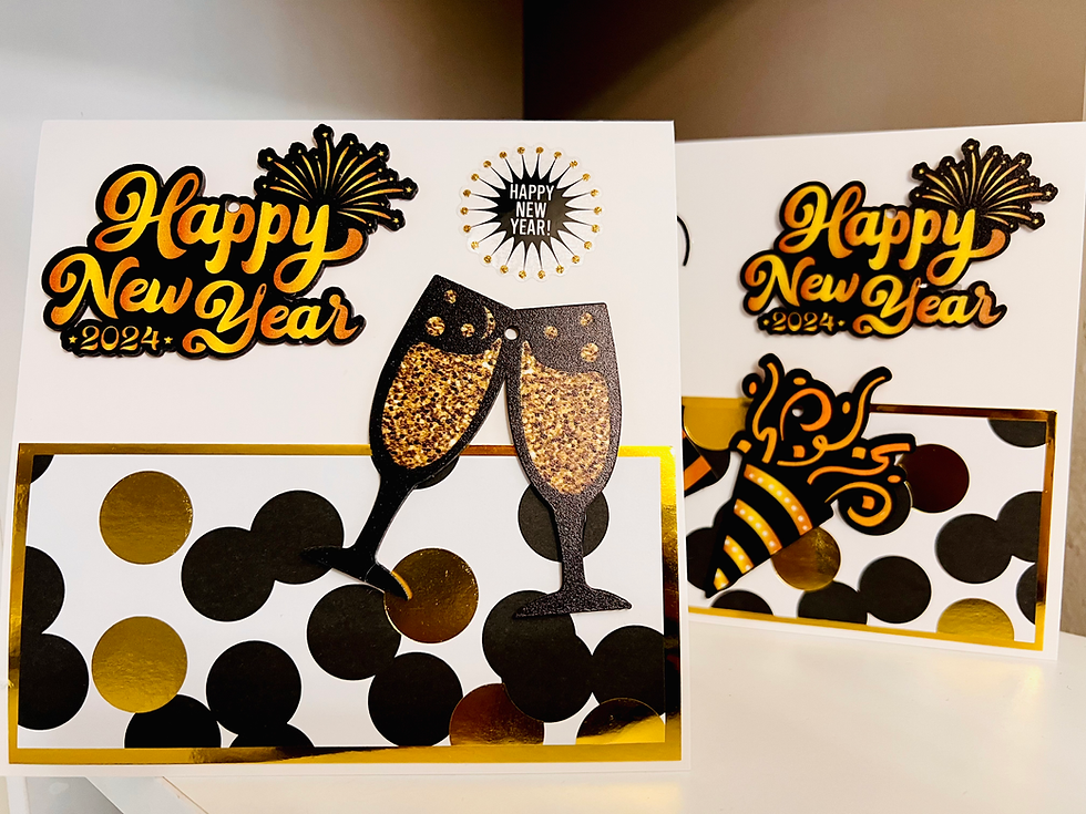Thumbnail: New Year 2024 Set of 2 Black and Gold Square Cards