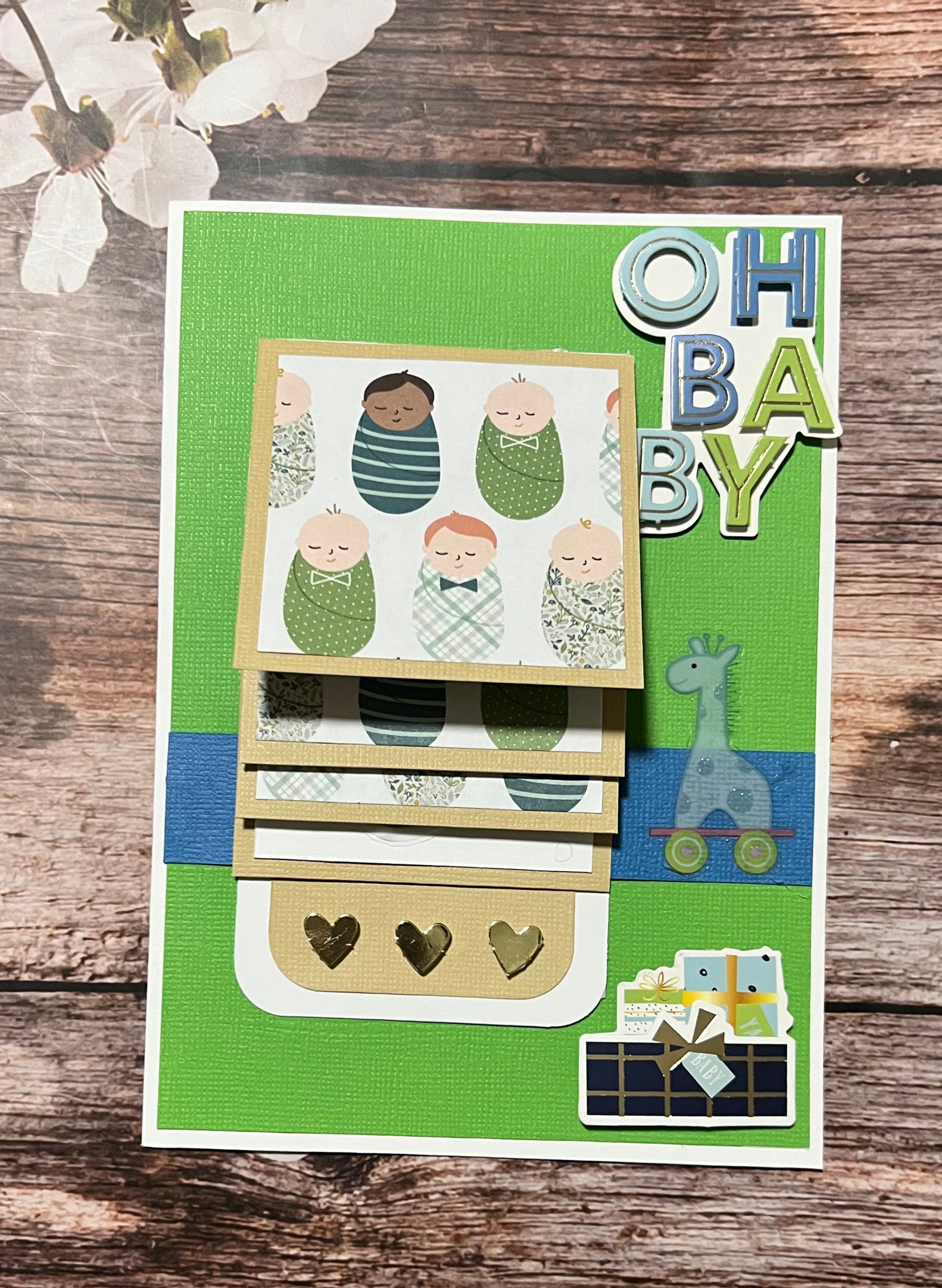 Green Oh Baby Waterfall Card