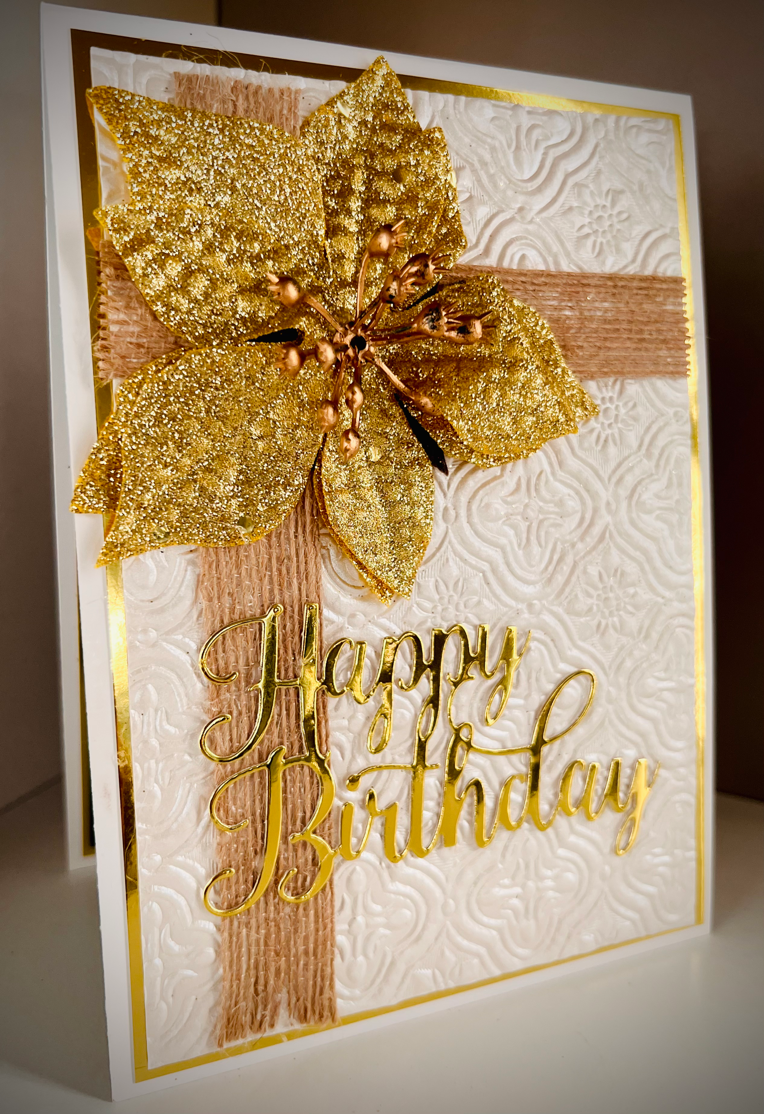Embossed Green & Gold Happy Birthday Pop Out Card