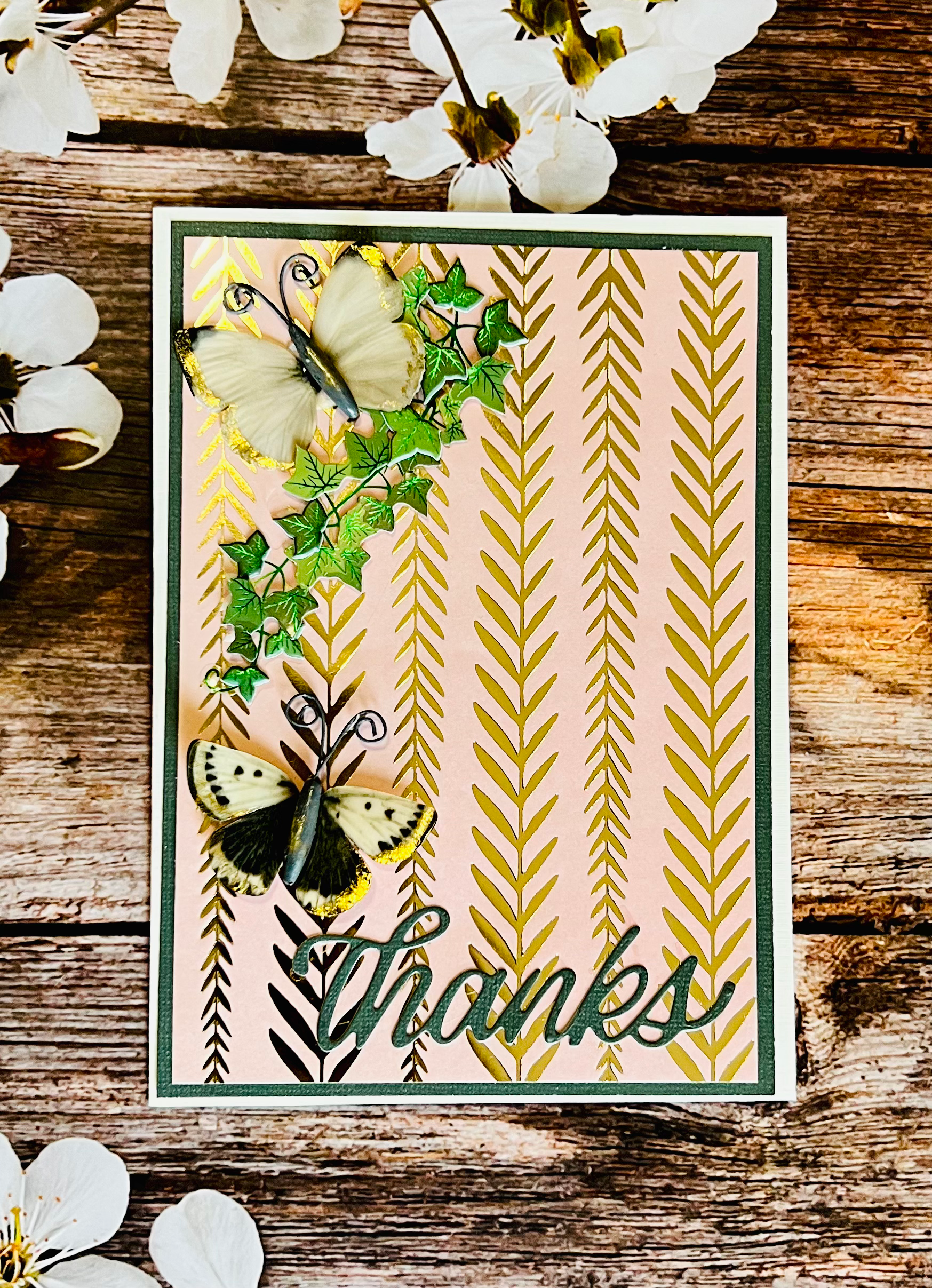 Thanks Butterfly Coral Ivy Green Card