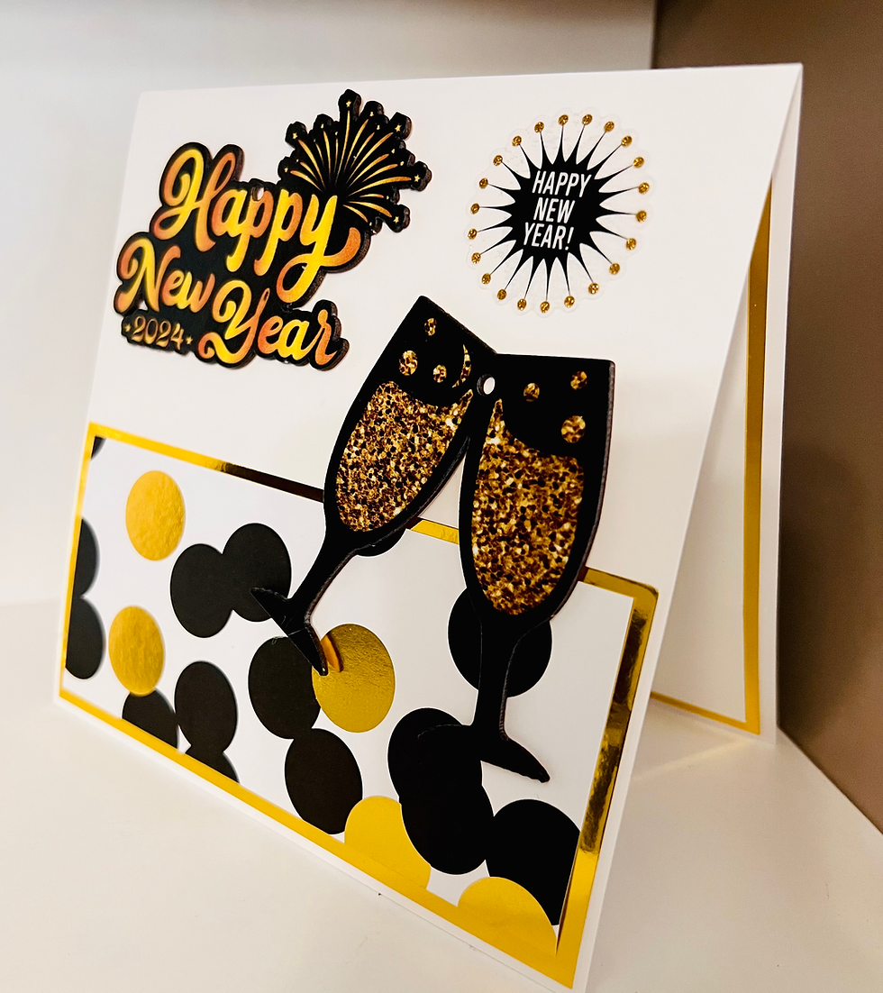 Thumbnail: Happy New Year 2024 Black and Gold Cheers Square Card