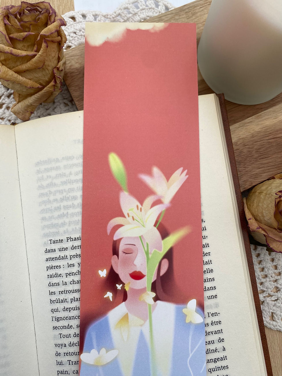 Miniature : [ PRINTEMPS ]  Marque-page Féérie florale, Rose