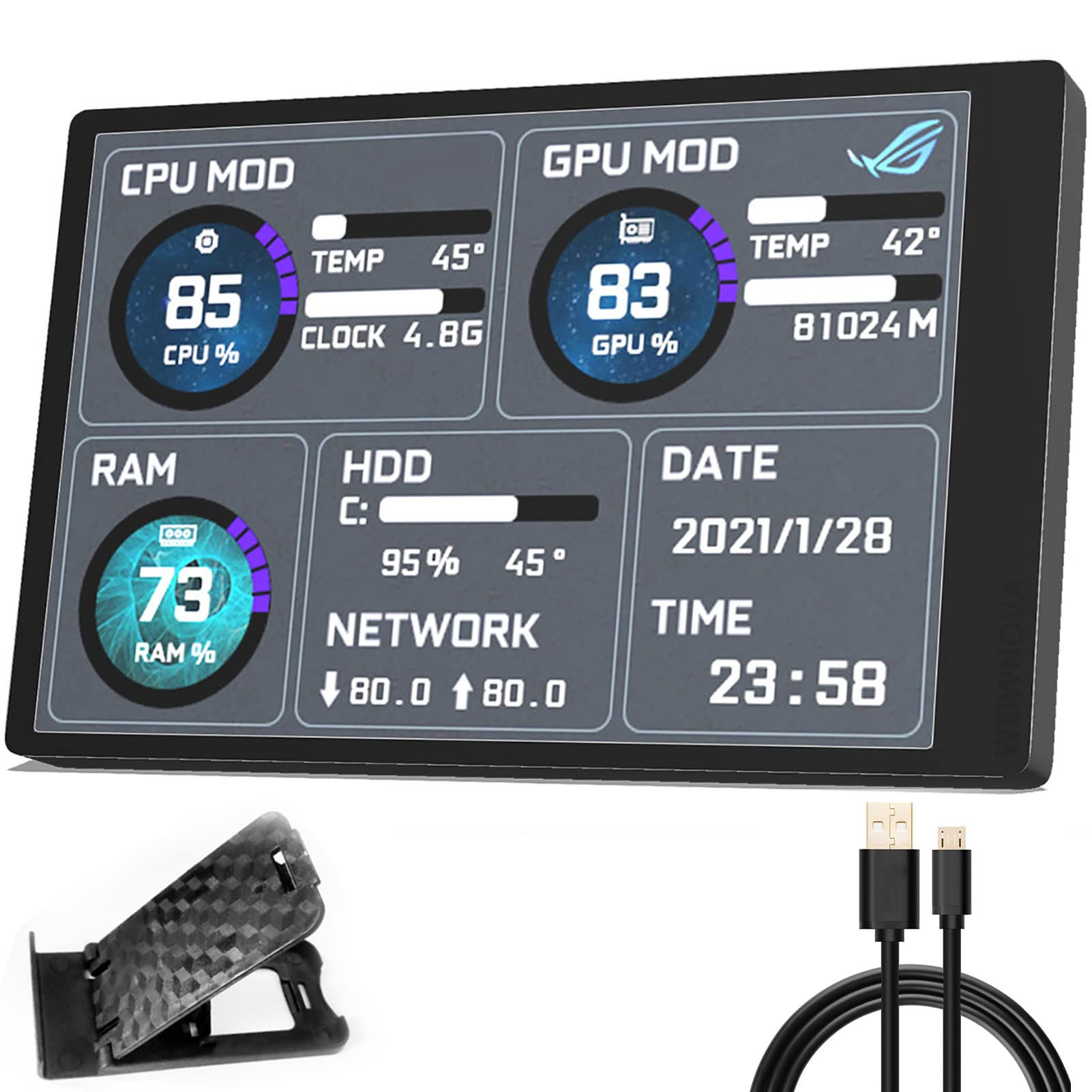 WOWNOVA English Version Computer Temp Monitor PC Sensor Panel Display PC Tempera