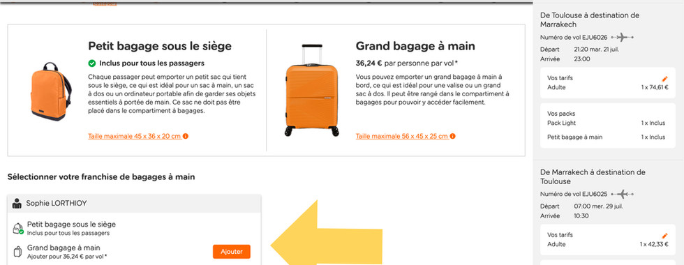 économiser le prix des bagages sur un billet d'avion