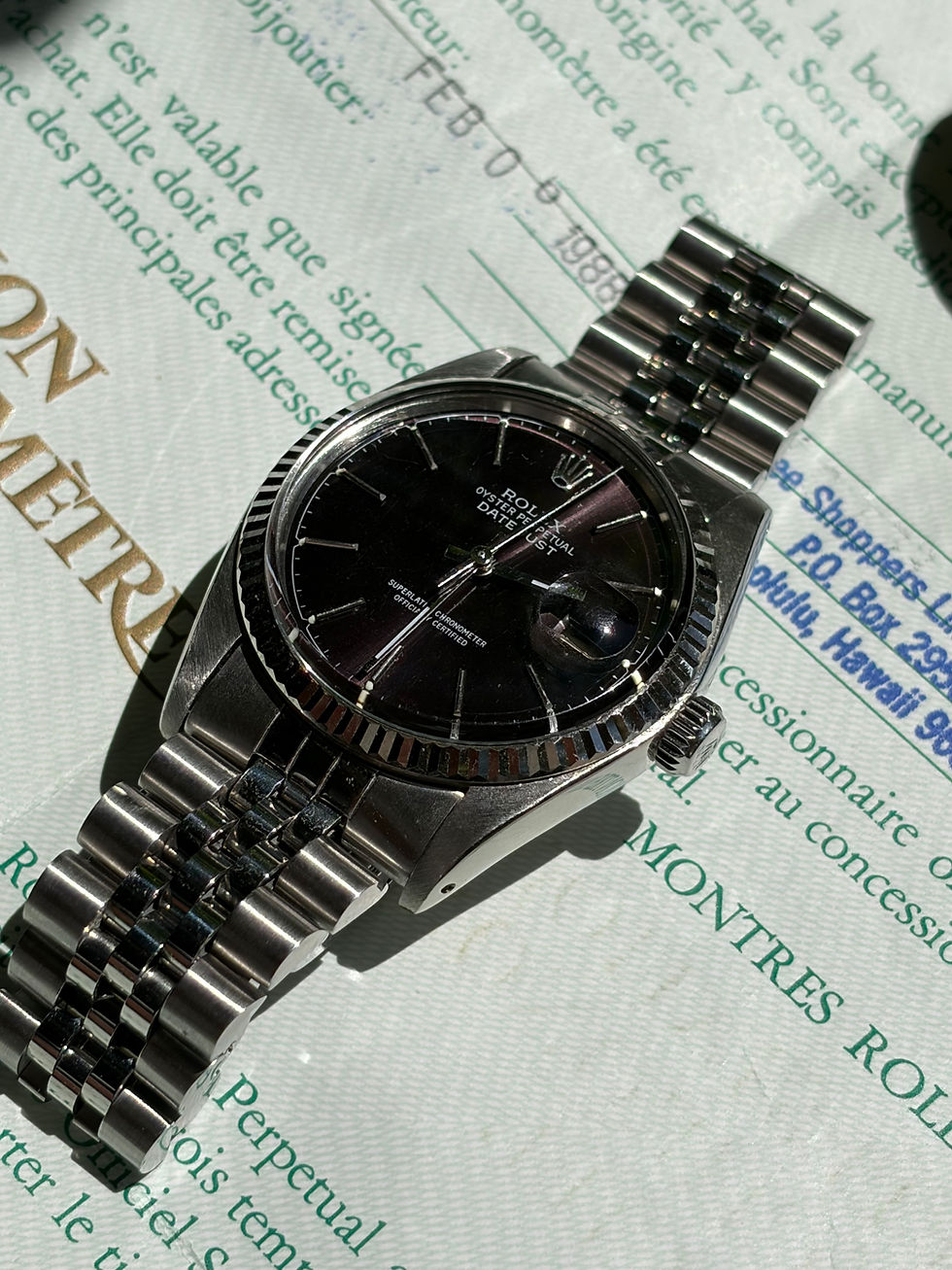 Miniature : Rolex Datejust 16014 black/tropical dial