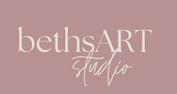 bethsART studio logo cream on pink