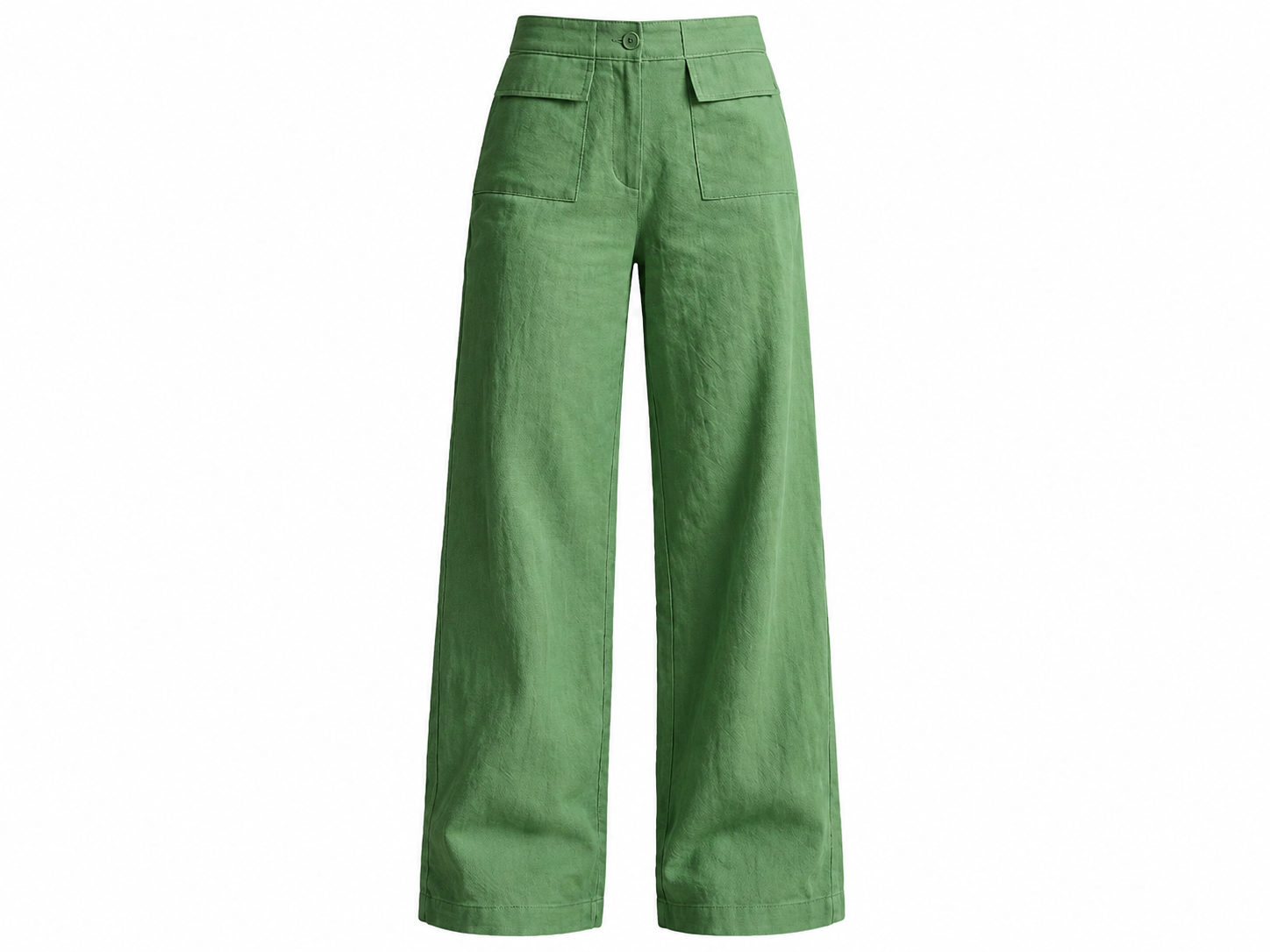 Green relaxed wide-leg trousers with front utility pockets