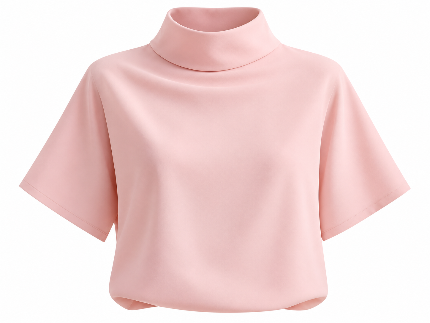 Pink short-sleeved stand collar shirt front view