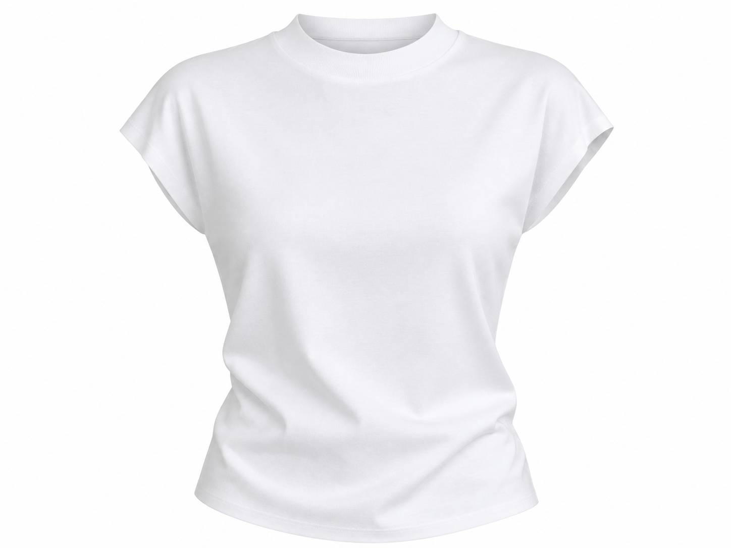 White slim fit knit top with cap sleeves