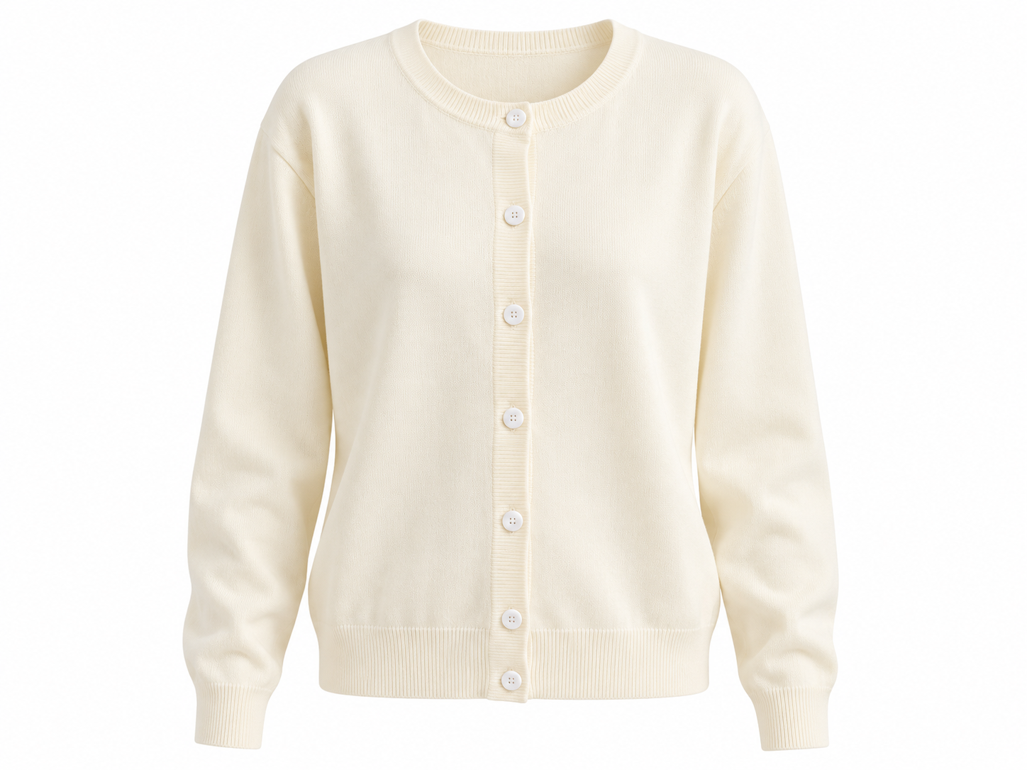 White knitted cardigan with front buttons