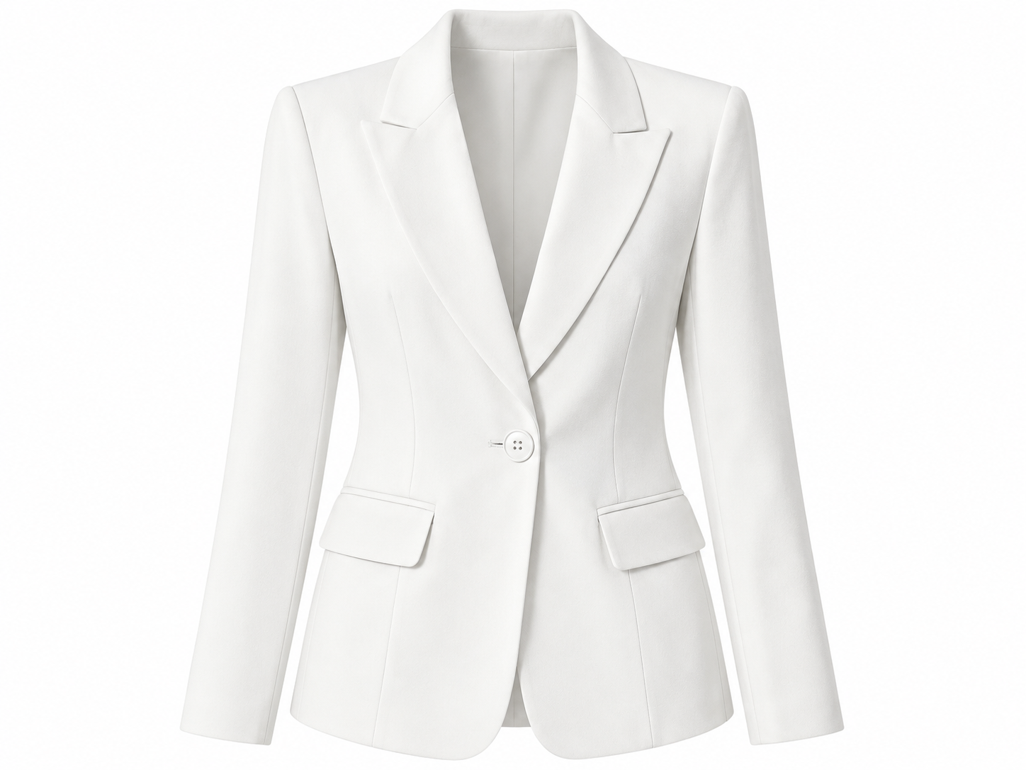 White lace detail blazer with front button and flap pockets