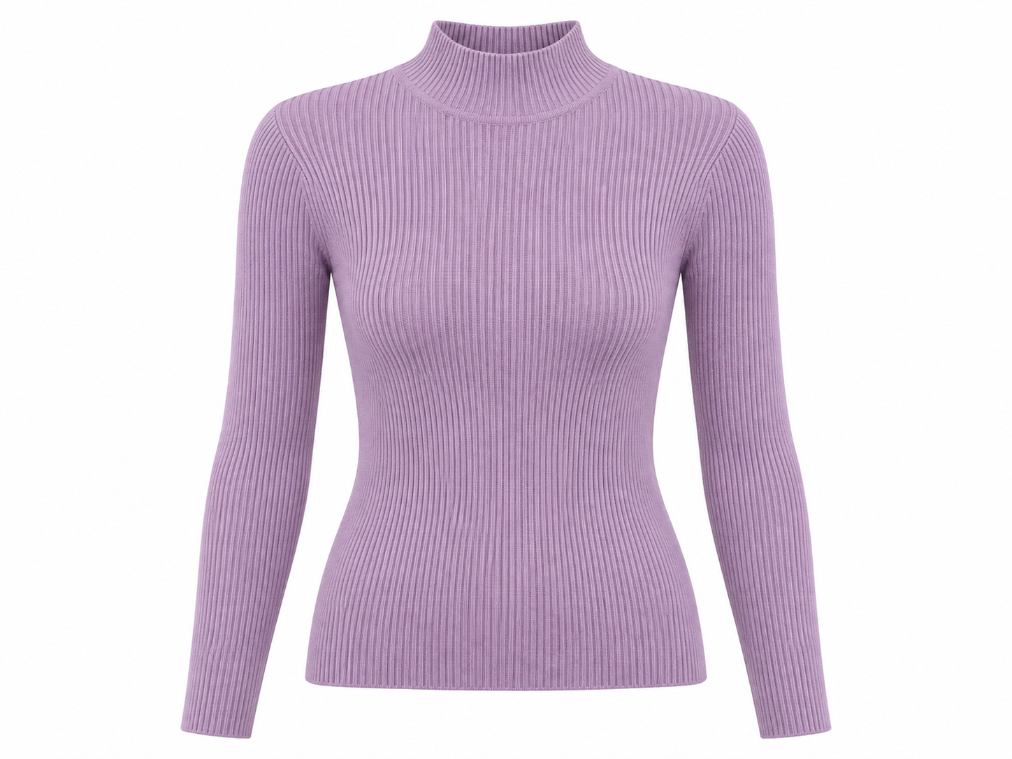 Purple ribbed mock neck knit sweater