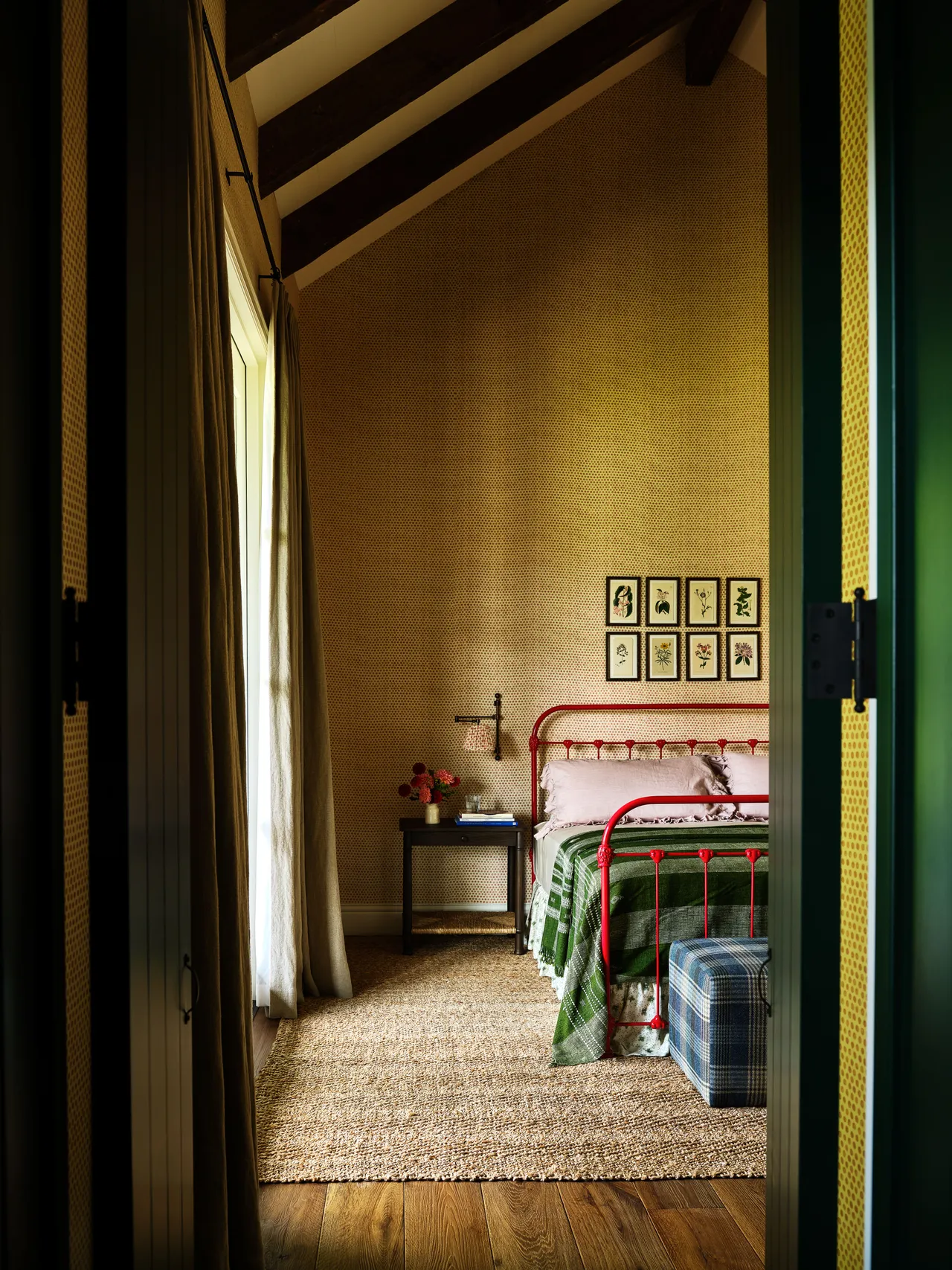 Layered patterns, rich colors, vintage energy. Think Kendall Jenner’s mountain house—collected, cozy, and cool. Slide 3