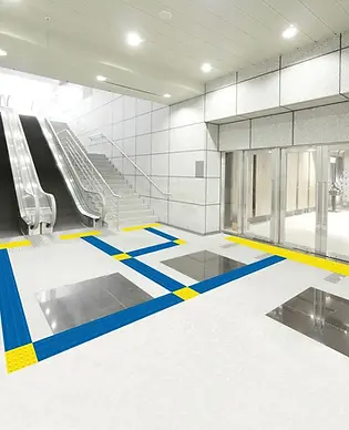 Piso tátil em um estabelecimento interno