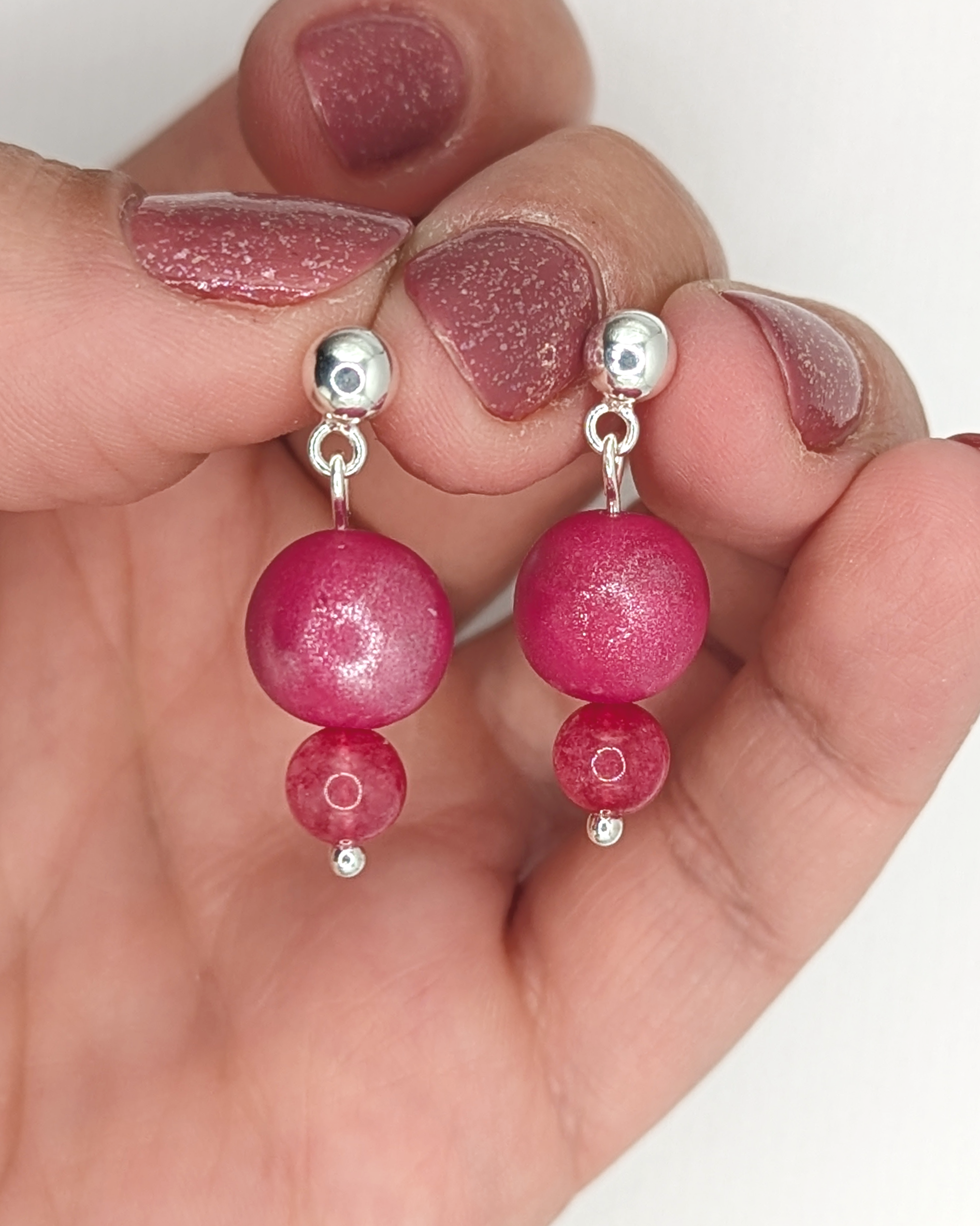 Pink Bubbles - Bead Earrings