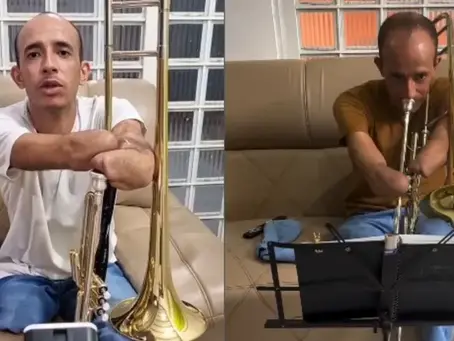 Cristiano sin manos supera discapacidad y aprende a tocar el trombón: “Quería servir a Dios”