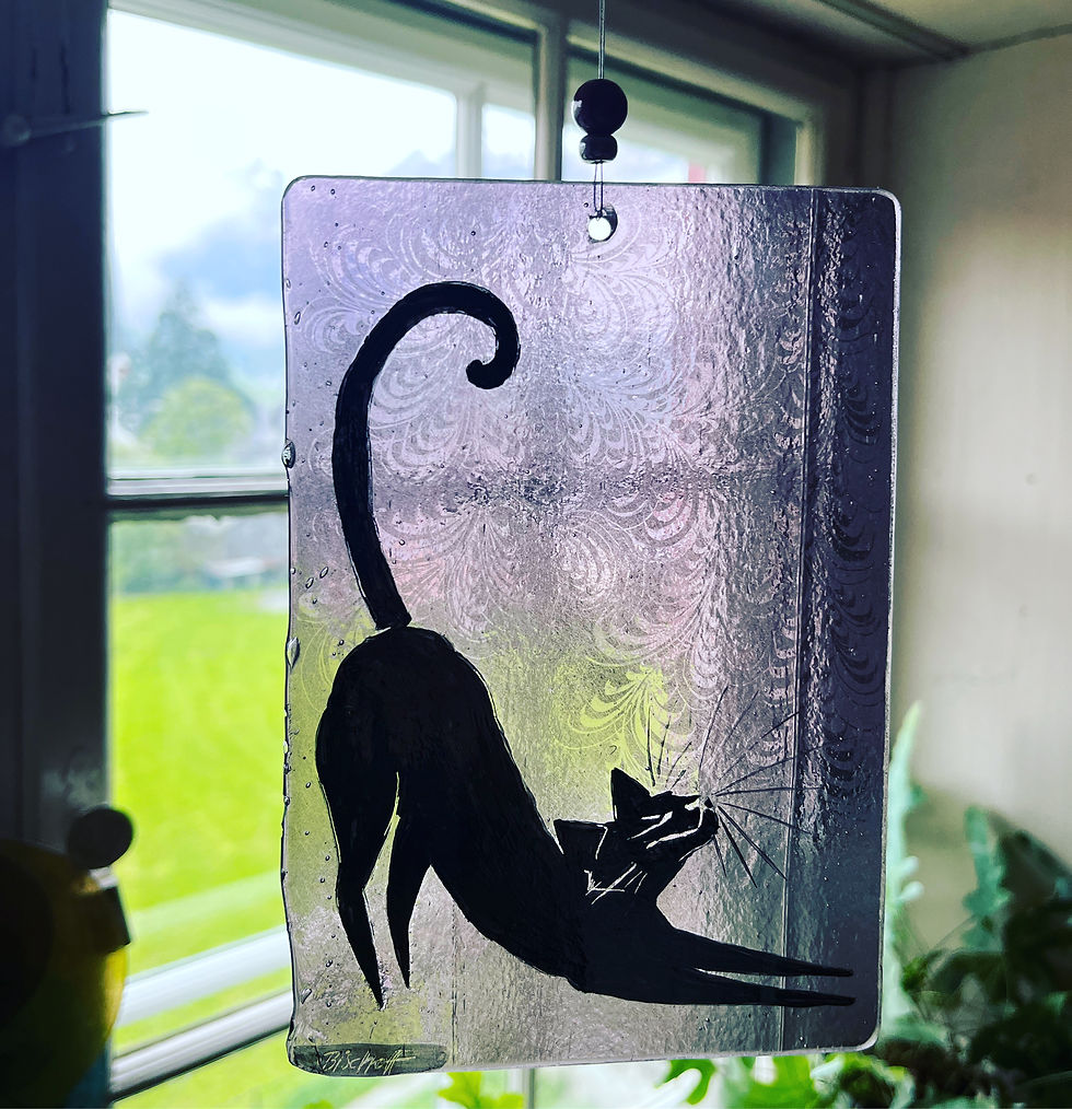 Glasmalerei Katze schwarz
