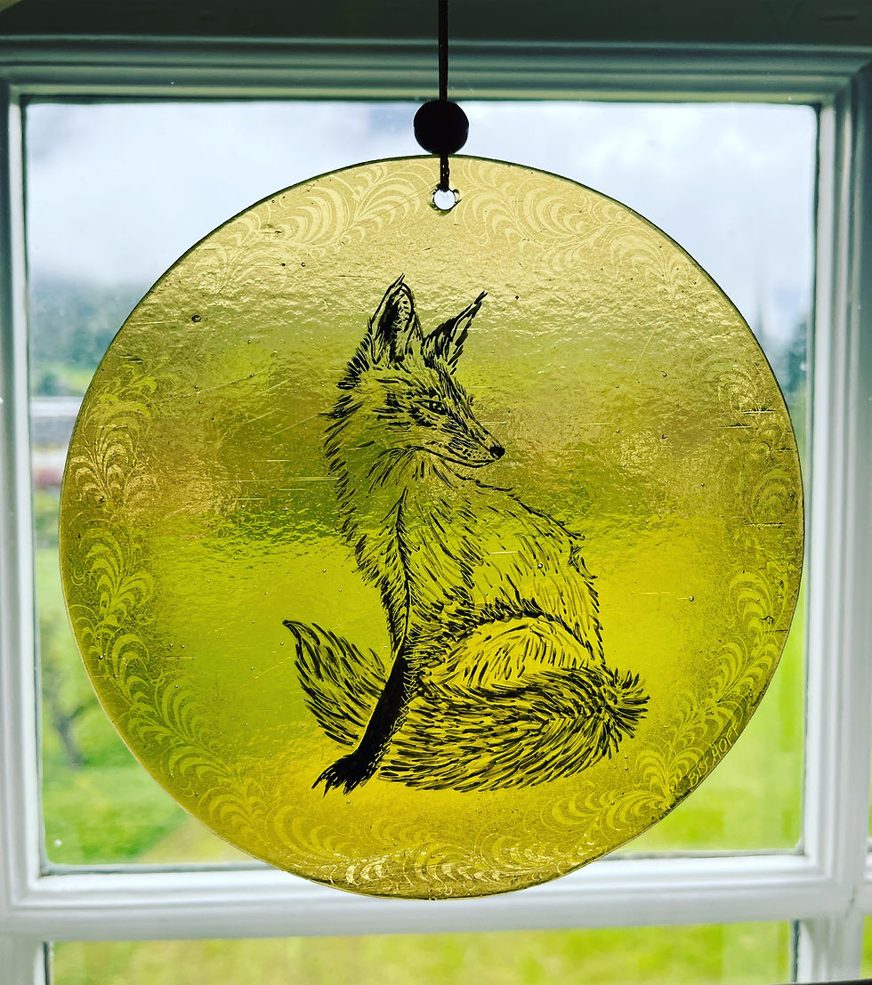 Glasmalerei Fuchs gelb