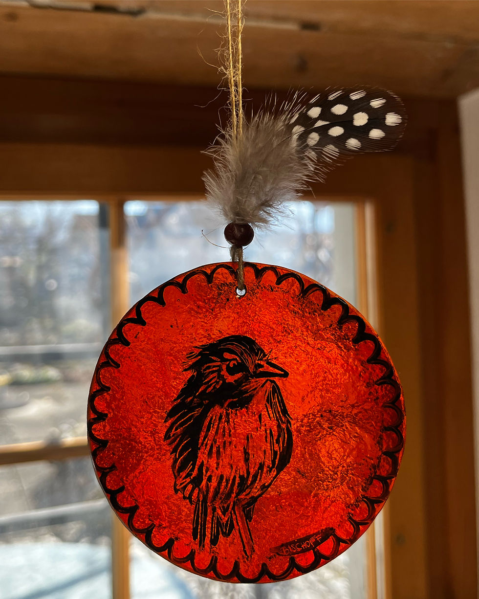 Glasmalerei Kleiner Vogel 1 Rot