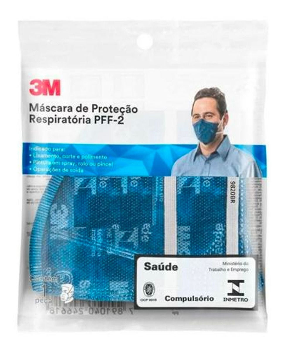Miniatura: 15 Máscaras 3m Pff2 N95 9820 Proteção Respiratória Inmetro