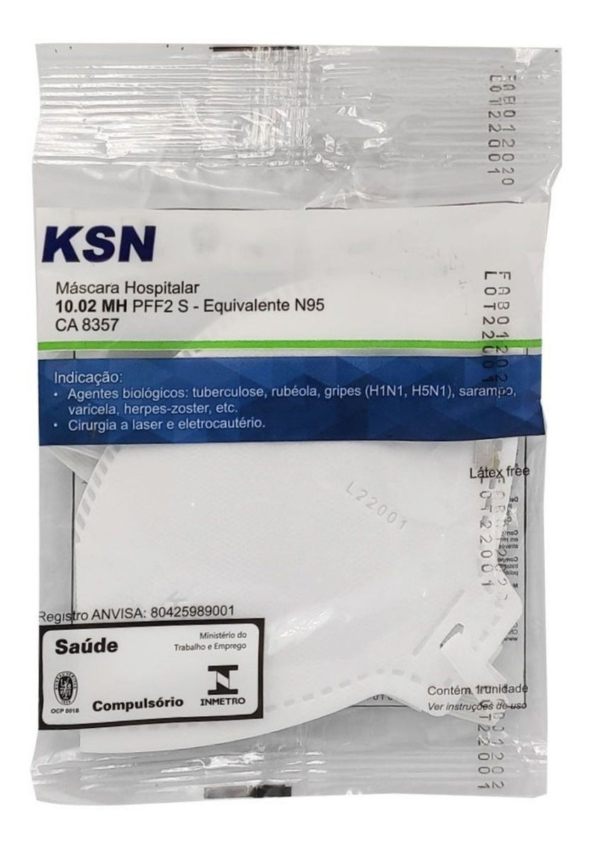 Miniatura: 3 Máscara Hospitalar N95 Pff2 - Registro Anvisa Selo Inmetro