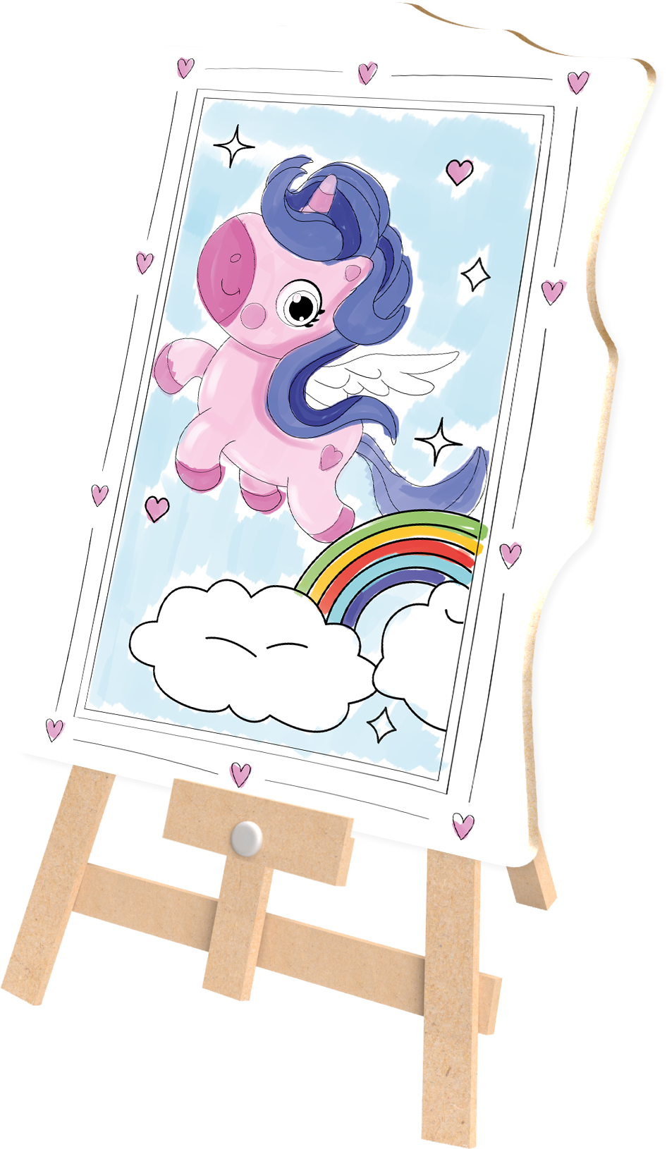 Miniatura: Super Kit Pintura Unicórnio C/ 4 Telas + Cavalete + 6 Tintas