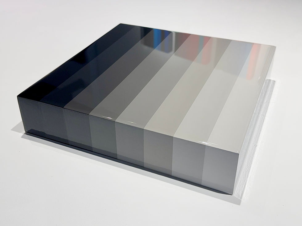 Grey Spectrum - 12", gray spectrum stripes, abstract painting by Jarrad Heaslip