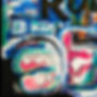 Abstract painting of a denture and bad breath text.