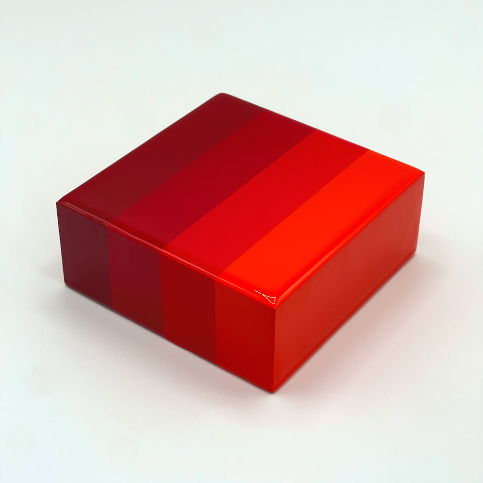 Thumbnail: Red Miniature -  4", red striped abstract painting by Jarrad Heaslip