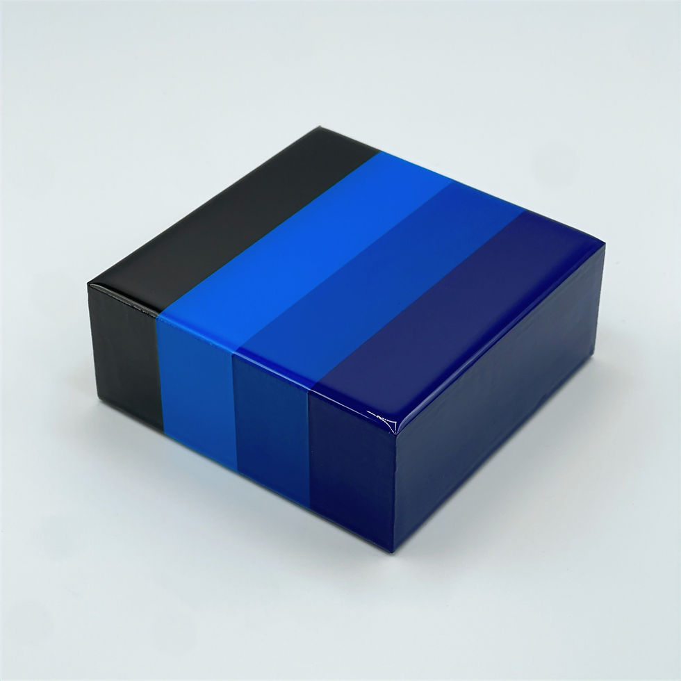 Thumbnail: Black with Blue Miniature - 4", black and blue abstract painting by Jarrad Heaslip