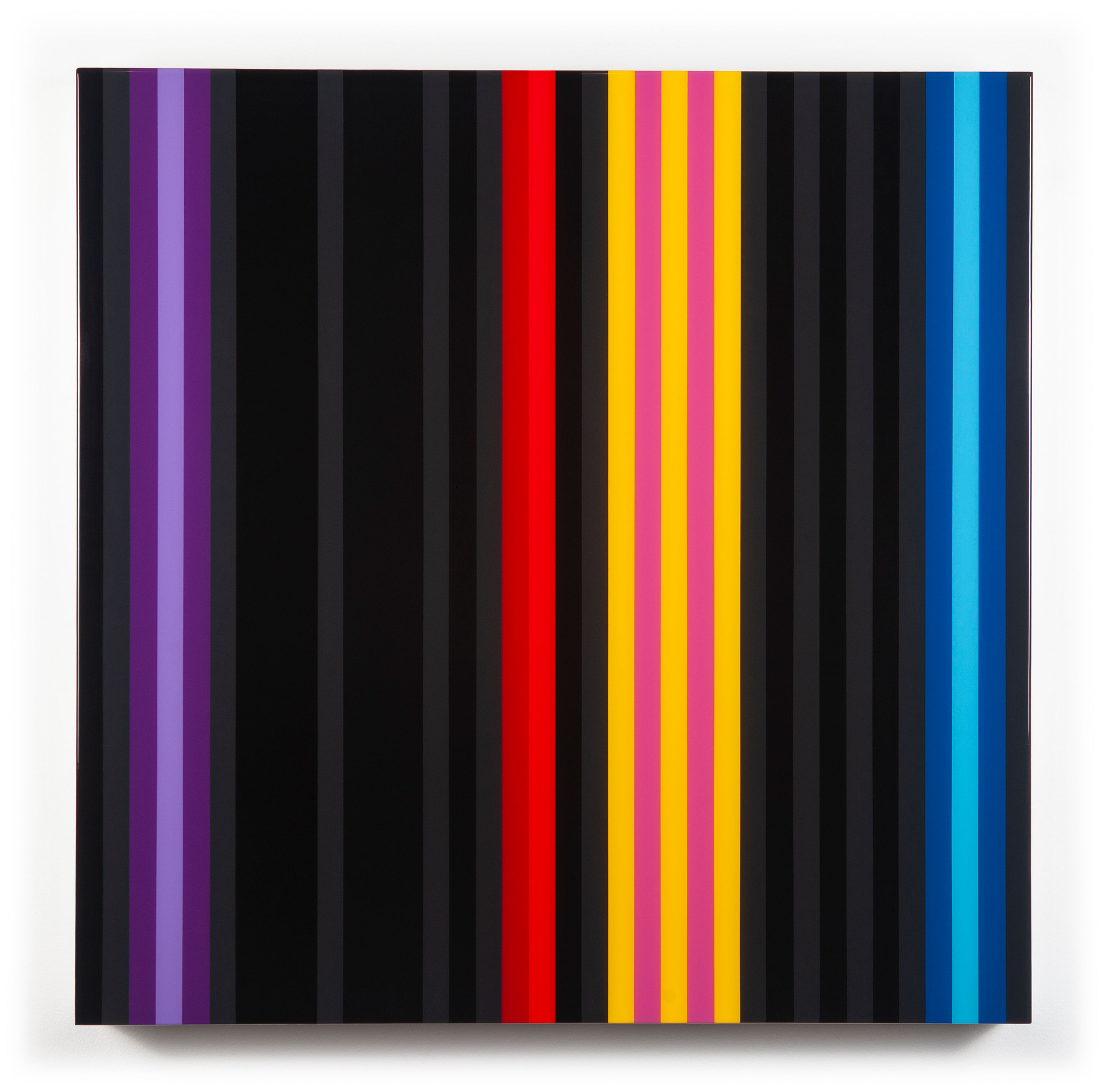 Night Candy No. 1 - 36", dark striped abstract painting with a pop of color by Jarrad Heaslip