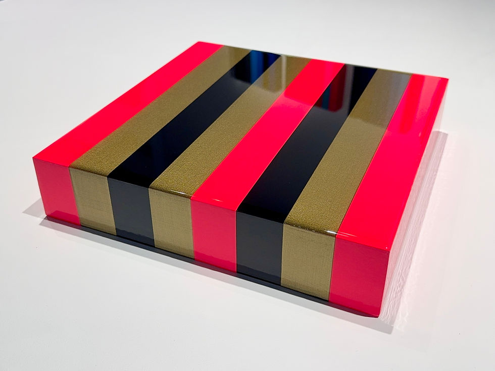 Florescent Pink and Gold and Black - JTH 12"x12"