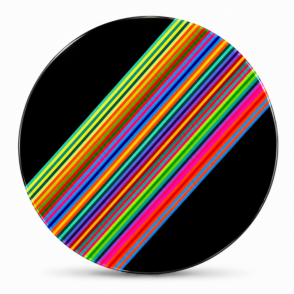 Spectra Diagonal 24 inch circular colorful stripe glass art