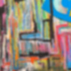 Colorful abstract painting with 'Ruby Bridges' text.