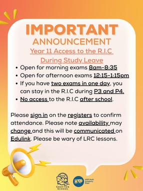 Year 11 Access to the R.I.C during Study Leave