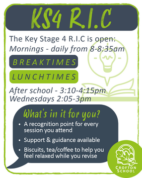 KS4 R.I.C opening times