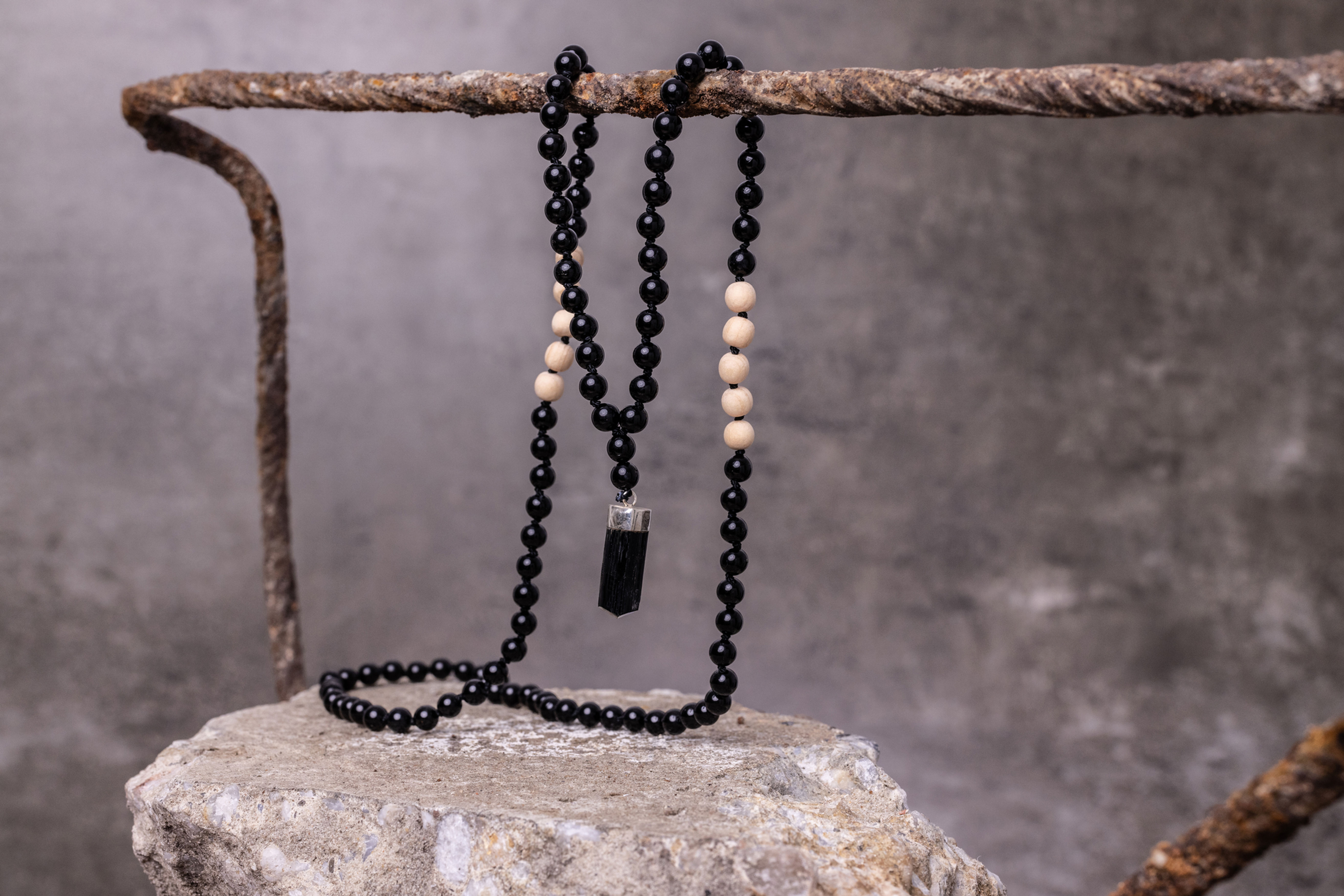 Turmalin Mala Kette, Schörl Anhänger, silber