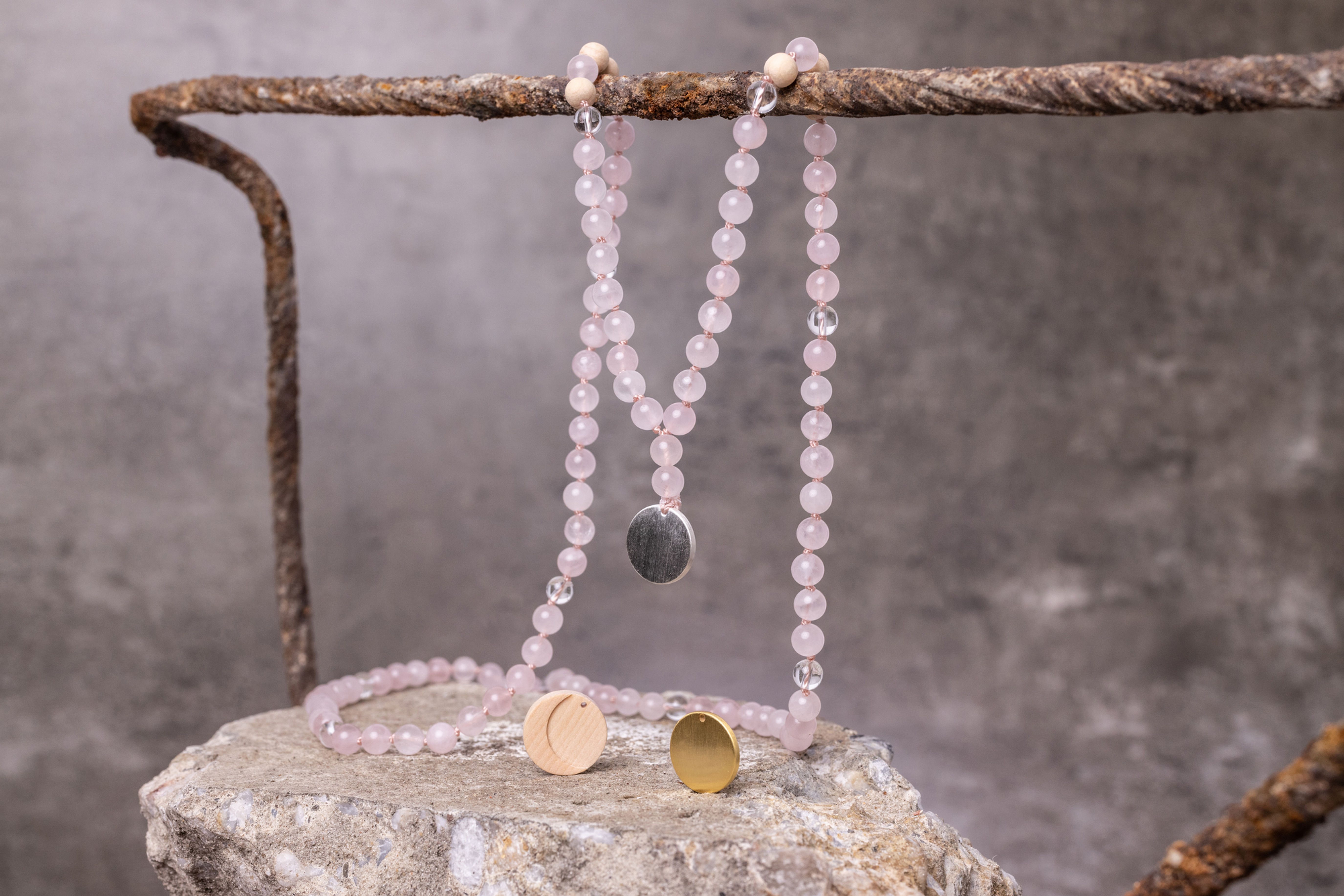 Rosenquarz Mala Kette ohne Quaste