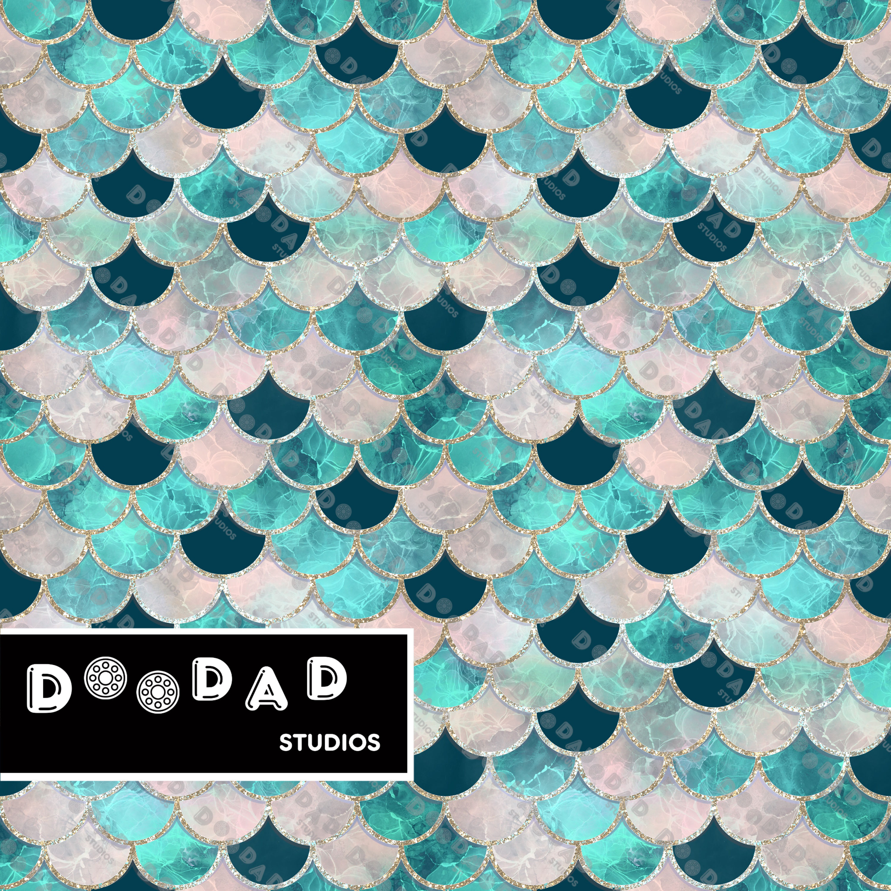 Aqua/Pink/Navy Mermaid Scales | Digital Seamless Pattern | Instant Download |