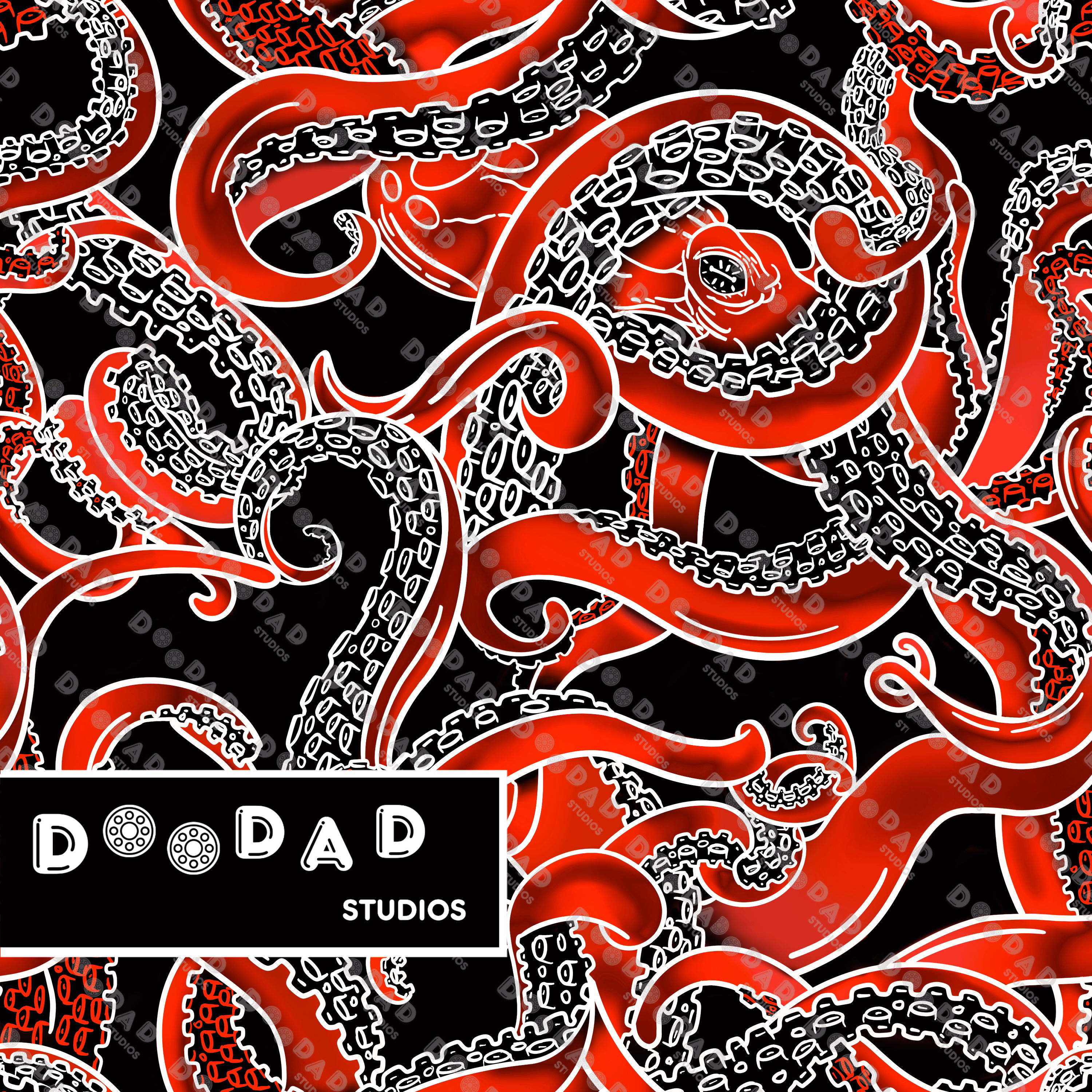 Red Tentacles | Digital Seamless Pattern | Instant Download |